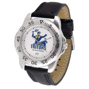  UCSD Tritons Mens Sport Watch with Leather Band Sports 