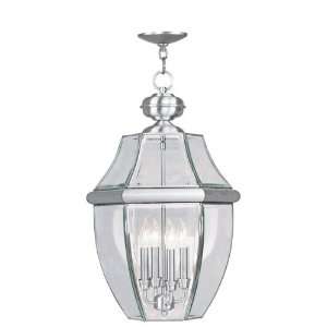 Livex Lighting 2357 91 Four Light Nickel Outdoor Foyer Hall Fixture 