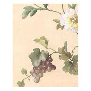  Vines with Flowers and Grapes Plum and Purple Wallpaper in 