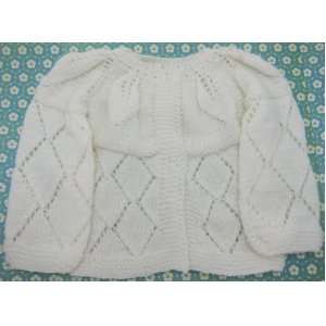 CLEARANCE Handmade Baby Acrylic Sweater, Hat and Booties Set   White 