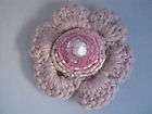 Light Pink Cotton Crochet Flower BARRETTE hand made