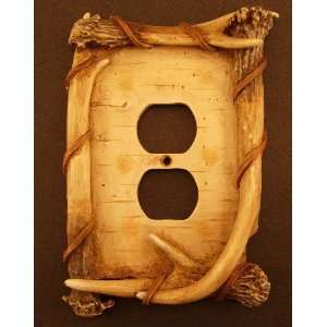   Sky Carvers Birch Bark and Faux Antler Outlet Cover