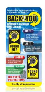 LUGGAGE, HIGH TECH DEVICE LOCATOR TAGS W/STEEL CABLES  
