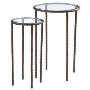  Twisted Leg Glass Top Table (Set of 2) Iron and Glass by 