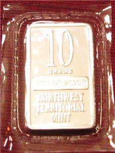  one 10 gram silver bar from the Northwest Territorial Mint. This bar 