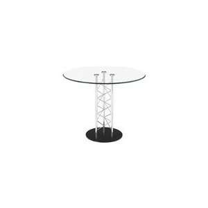  Chardonnay Glass Top Dining Table with Black Base