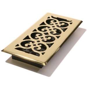   Grates SPH410 4 Inch by 10 Inch Scroll Floor Register, Polished Brass