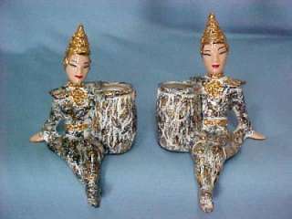 Vintage Oriental Asian Chinese Ceramic Shelf Sitting Planter Figures 