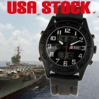 New Rubber Strap Military Men Black Sports Quartz Army Wrist Watch 
