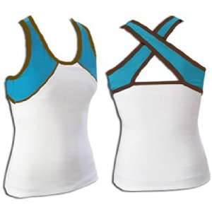   Tri Color Top W/ X Back WHITE W/ TURQUOISE BROWN AM