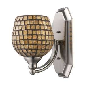  1 Light Vanity In Polished Chrome And Gold Mosaic Glass 