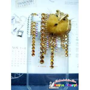  Handmade 3d Fox Swarovski Case for Iphone 4g/4s (Sw022) + Free 