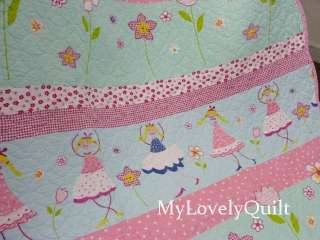 Dancing Fairies Quilted Baby Cot Crib Quilt Throw   NEW  