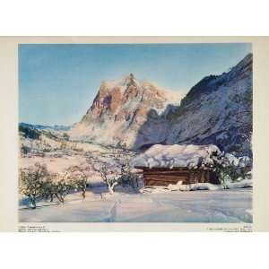 1930 Mountain Valley Winter Snow Original Color Print   Original Print