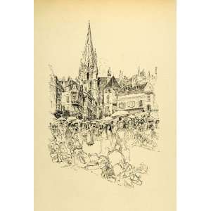  1920 Wood Engraving Joseph Pennell Art Chartres Cathedral 