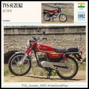 Bike Card 1992 TVS Suzuki AX100 Standard / Samurai IND  