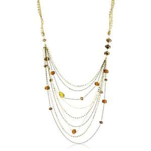  Leslie Danzis Gold Tone Glass Bead Swag Necklace, 34 