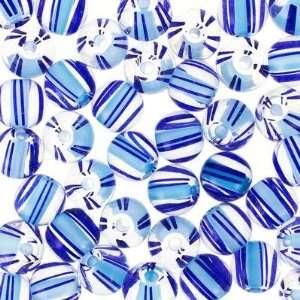    10mm Blue Sky Cane Glass Beads Round Arts, Crafts & Sewing