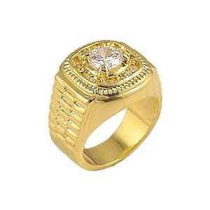   Solitaire Clear Cubic Zirconia Gold Tone Ring, Size 8 13 Jewelry