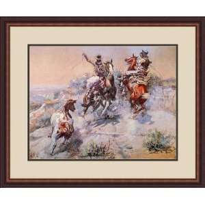  The Mad Cow by Charles Marion Russell   Framed Artwork 