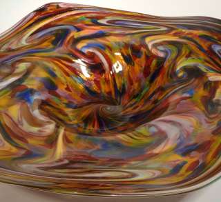   HAND BLOWN GLASS ART WALL BOWL or TABLE PLATTER ~ BY DIRWOOD  