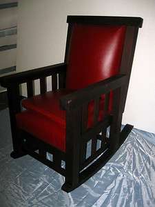 ARTS AND CRAFTS MISSION OAK BOLD DESIGN ROCKING CHAIR RE UPHOLSTERED 