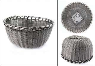 Weave Basket 925 Sterling Silver Handmade Craft Home Decor Container 