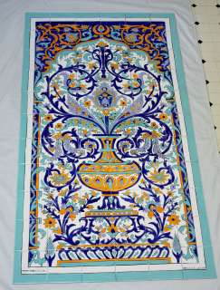 Hand Painted Ceramic Tunisian Decor Wall Panel 66 tiles 36x 66 