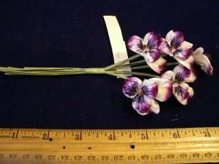 Vintage Millinery Flower Velvet Pansy Ivory Purple NJ  