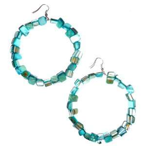 Tropical Hawaiian Handcrafted Earrings   Blue Color