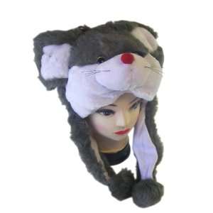  Plush Mouse Animal Hat   Mouse Hat with Ear Flaps and Poms 