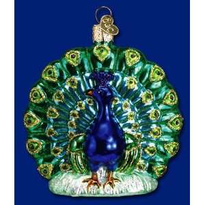   Christmas Proud Peacock Bird Glass Ornament #16030