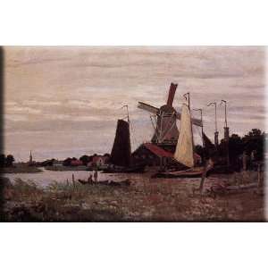 Windmill at Zaandam 30x20 Streched Canvas Art by Monet, Claude 