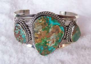EXQUISITE~NAVAJO~S. TSO~STERLING SILVER~NATURAL CERRILLOS TURQUOISE 