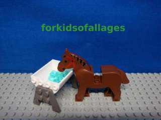 Lego Minifig Brown Horse Minifigure w/Trough & Water  