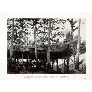  1909 Print Kaili Tribal House Hut Mountain Cliff Papua New 