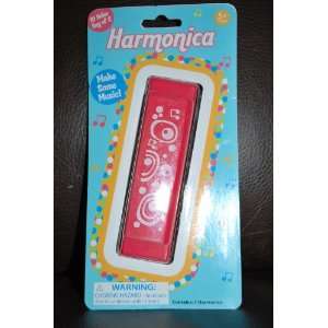  Red   Pink Harmonica for Children, 10 Holes of C, Ages 5 