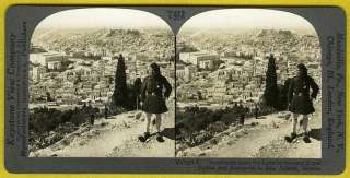 PANORAMIC CITY VIEW~ATHENS,GREECE~OLD PHOTO STEREOVIEW  