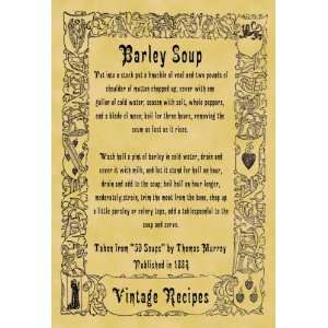    A4 Size Parchment Poster Recipe Barley Soup