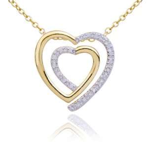18k Yellow Gold Plated Sterling Silver Diamond Accent Heart Pendant 