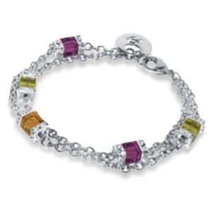  Luca Barra Ladies Bracelet in White Steel with Coloured 