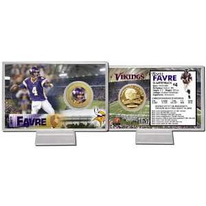  Brett Favre Minnesota Vikings 24Kt Gold Coin Card Sports 