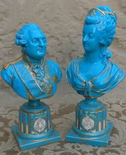 ANTIQUE 19th cent. SEVRES TURQUOISE BLUE PORCELAIN BUST LOUIS XVI 