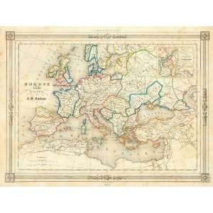  Dufour 1846 Antique Map of Europe Circa 1000 A.D. Toys 