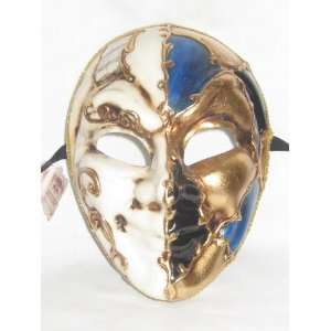    Blue Gold Joker Asso Venetian Masquerade Ball Mask