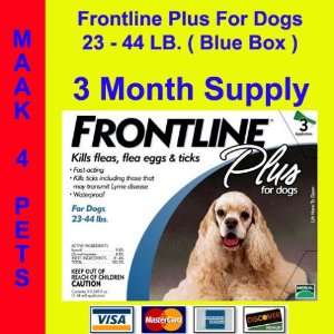  Frontline Plus Dogs 23 44 lb. 3 Pack (Blue) * Free 