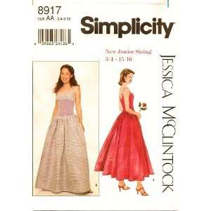  8917 Sewing Pattern Junior Maxi Formal Spaghetti Strap Dress 