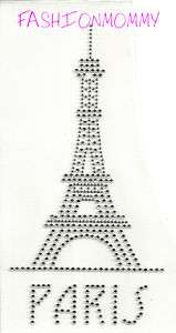 RHINESTONE Iron On Transfer PARIS Eiffel Tower France  