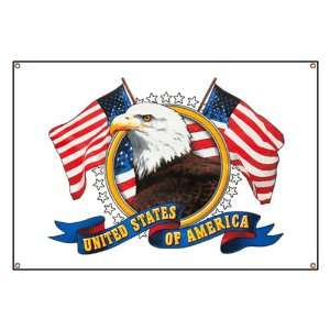  Banner Bald Eagle Emblem with US Flag 