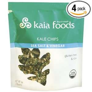 Kaia Foods Kale Chips, Og, Raw, Slt&Vin, 2.20 Ounce (Pack of 4 